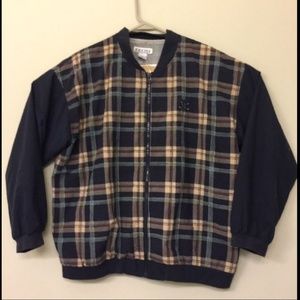 VTG IZOD Mens LARGE Windbreaker jacket plaid